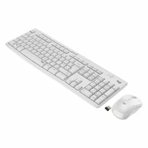 עכבר ומקלדת אלחוטיים למחשב לחיצה שקטה Logitech MK295 לבן
