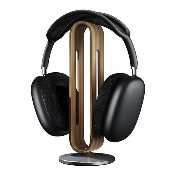 מעמד לאוזניות עץ בהיר