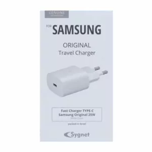 ראש מטען סמסונג 25W מקורי נארז בארץ עם יציאת USB-C לבן