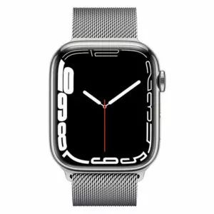 שעון חכם Apple Watch Series 7 45mm כסוף פלדת אל-חלד תומך GPS ו-Cellular עם רצועת Milanese Loop