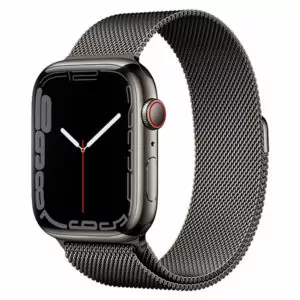 שעון חכם Apple Watch Series 7 45mm שחור פלדת אל-חלד תומך GPS ו-Cellular עם רצועת Milanese Loop