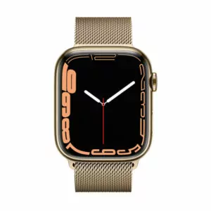 שעון חכם Apple Watch Series 7 45mm זהב פלדת אל-חלד תומך GPS ו-Cellular עם רצועת Milanese Loop
