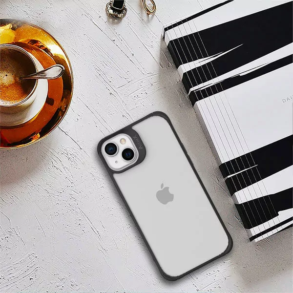 כיסוי לאייפון 14 שקוף שחור דק וחזק Toiko AtomX