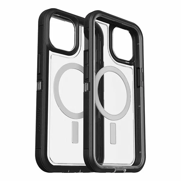 כיסוי חזק לאייפון 14 שקוף שחור OtterBox Defender XT תומך MagSafe
