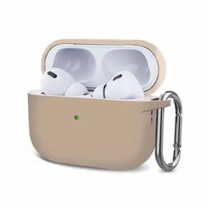 כיסוי לאיירפודס פרו 2 ורוד עדין סיליקון עם תופסן