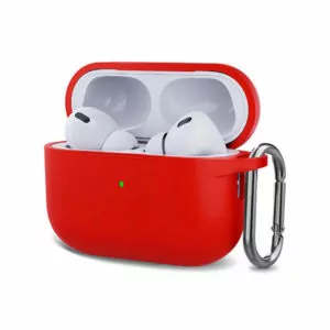 כיסוי לאיירפודס פרו 2 סיליקון אדום עם תופסן