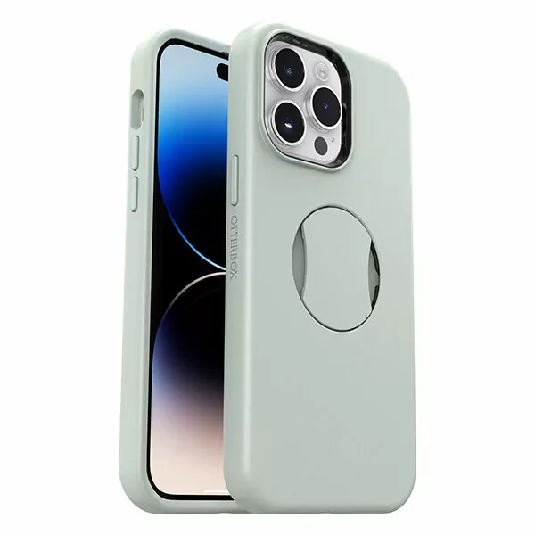 כיסוי לאייפון 14 פרו מקס עם תופסן Otterbox OtterGrip תומך MagSafe ירוק עדין