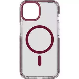 כיסוי לאייפון 14 פלוס שקוף בורדו Magsafe Tech21 דק ועמיד בפני נפילות עד 3.6 מטר
