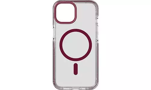 כיסוי לאייפון 14 פלוס שקוף בורדו Magsafe Tech21 דק ועמיד בפני נפילות עד 3.6 מטר