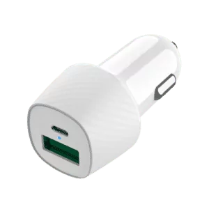 מטען רכב כפול USB A Type C עוצמתי ומהיר 38w לבן שנה אחריות Essentials