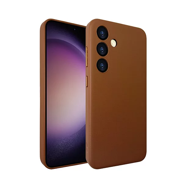 מגן לגלקסי S24 פלוס חום דמוי עור עם MagSafe מובנה Grip Case