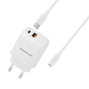 מטען לאייפון עם כבל Lightning התמוך עד 25 וואט Sliverline MWC25PQ
