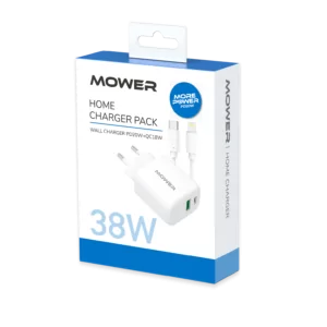 מטען בית Mower דגם Usb A&usb C שתי יציאות 38w כבל Lightnin