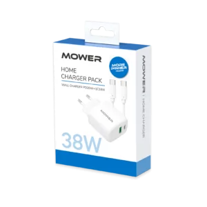 מטען בית Mower דגם Usb A&usb C שתי יציאות 38w כבל Type C