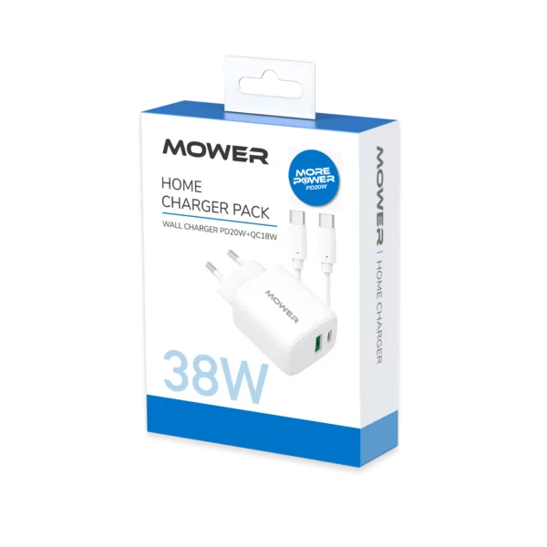 מטען בית Mower דגם Usb A&usb C שתי יציאות 38w כבל Type C