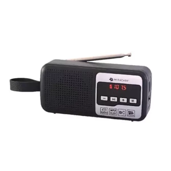 רדיו FM נייד עם בלוטוס בעל טעינה סולארית Miracase כסוף