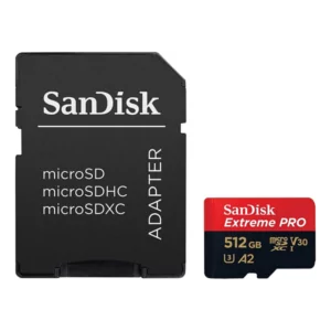 כרטיס זיכרון 512 גיגה מהיר עם מתאם Sandisk Extreme Pro