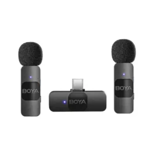מיקרופון דש אלחוטי כפול USB-C עם קליפס לחולצה BOYA V20 ליצירת תוכן איכותי