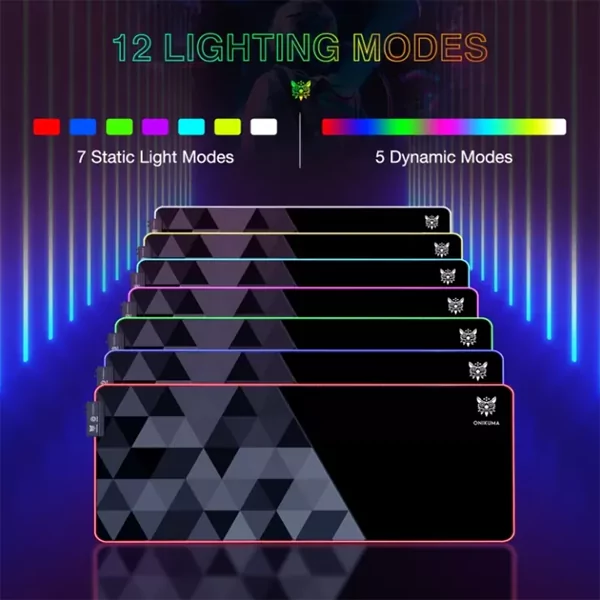 משטח עכבר לגיימרים Onikuma עם תאורת משטח RGB מותאמת אישית MP006