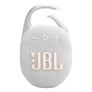 רמקול JBL Clip 5 לבן נייד עם סאונד עוצמתי ועמידות למים
