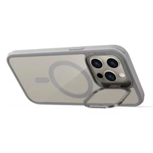 כיסוי לאייפון 15 מט אפור תומך MagSafe עם כיסוי מצלמה מתקפל NanoX