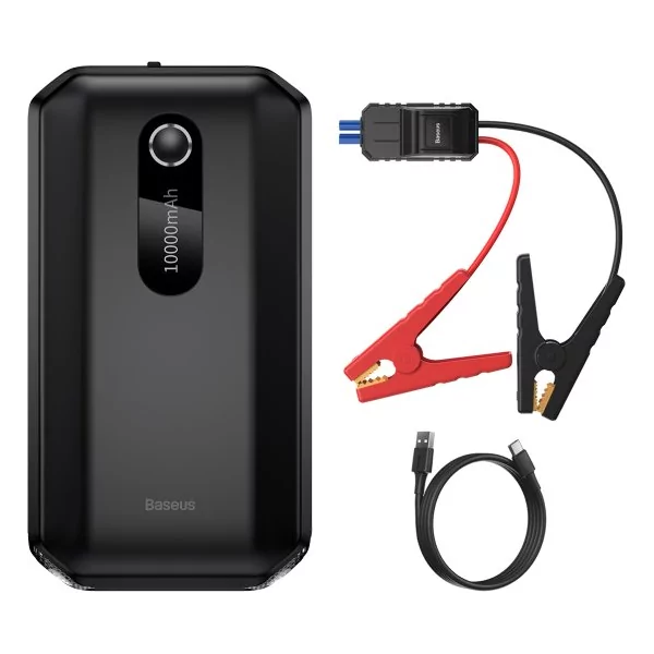 בוסטר התנעה לרכב עם סוללת גיבוי בעוצמת 10,000mAh + פנס LED מבית Baseus