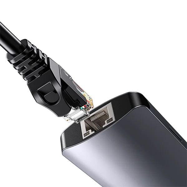 האב USB-C עם 6 חיבורים כולל חיבור RJ45 בעיצוב אלומיניום עמיד Yesido