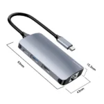 האב USB-C עם 6 חיבורים כולל חיבור RJ45 בעיצוב אלומיניום עמיד Yesido