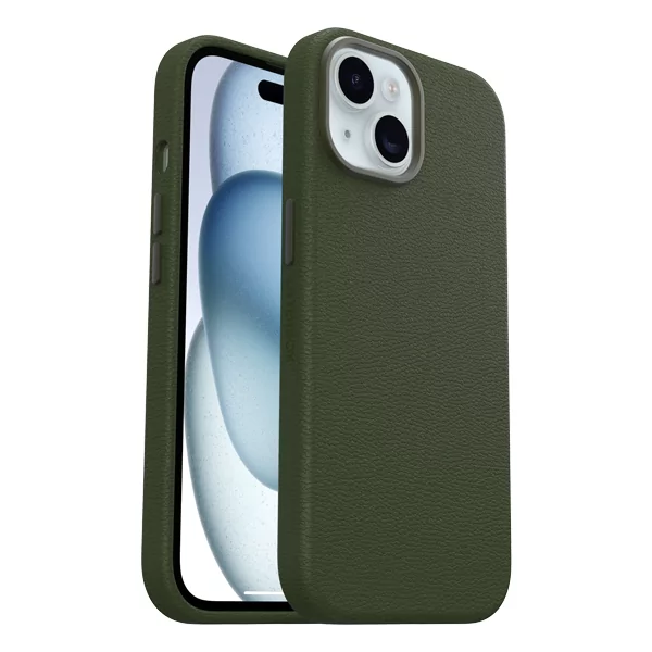 כיסוי Symmetry Cactus Leather ירוק לאייפון 15 להגנה מיטבית וסטייל OtterBox