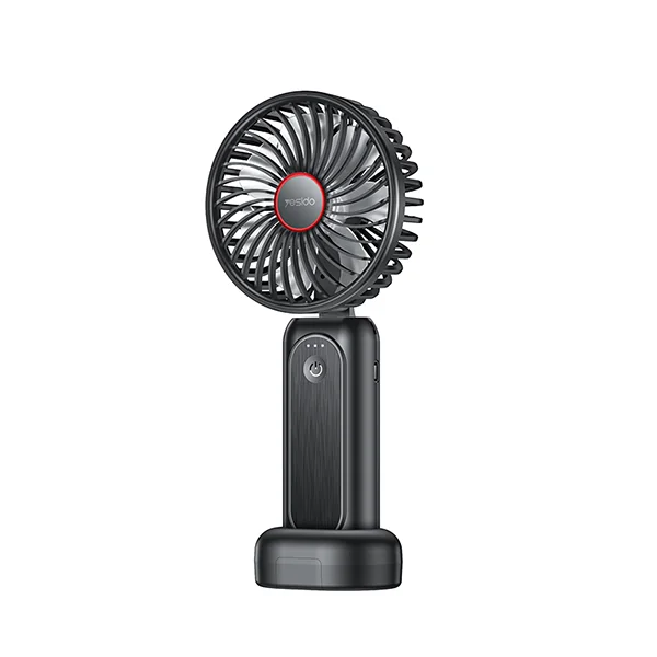 מאוורר נייד קומפקטי שחור עם 3 דרגות מהירות וסוללה עוצמתית Yesido