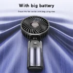 מאוורר נייד קומפקטי שחור עם 3 דרגות מהירות וסוללה עוצמתית Yesido