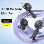 מאוורר נייד קומפקטי שחור עם 3 דרגות מהירות וסוללה עוצמתית Yesido