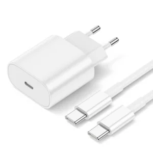 ראש מטען לאייפון 15 מקורי אפל עם כבל באורך 1 מטר בהספק 20 וואט מהיר עם יציאת USB-C 