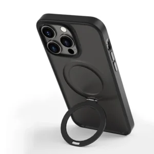 כיסוי מט לאייפון 16 פלוס שחור תומך MagSafe עם רגלית מתקפלת NanoX