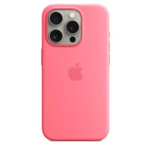 כיסוי מקורי לאייפון 15 פרו ורוד סיליקון תומך Magsafe